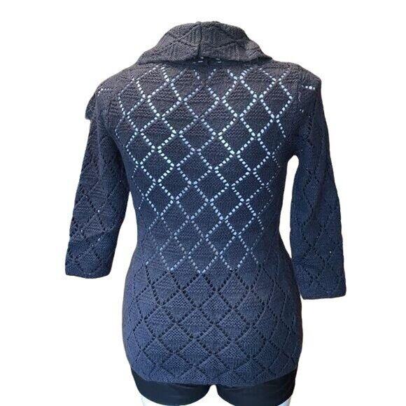 Old Navy Womens Sweater Cowl Neck Open Loose Knit Crochet Pullover Gray Large - Picture 4 of 6